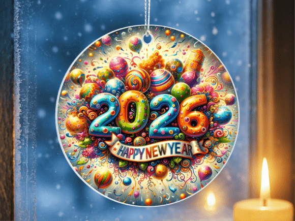 2026 Colorful Balloon Party Ornament PNG
