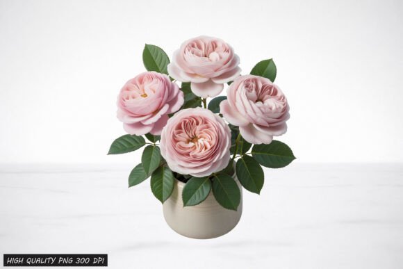 Blush Pink Rose Plant in Pot PNG Clipart: A Strategic Design Asset for Creative and Business Applications