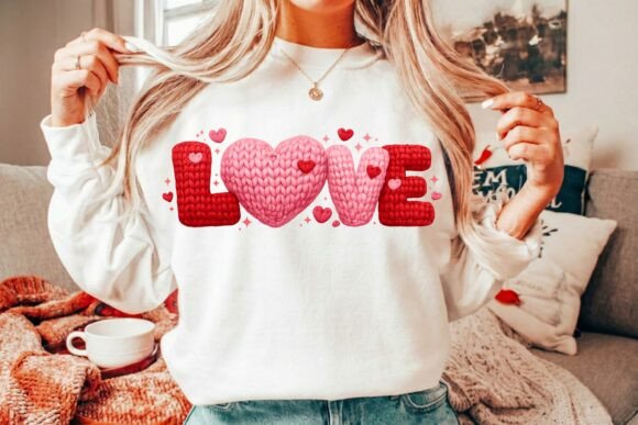 Cute Valentine Heart Knitted Love PNG