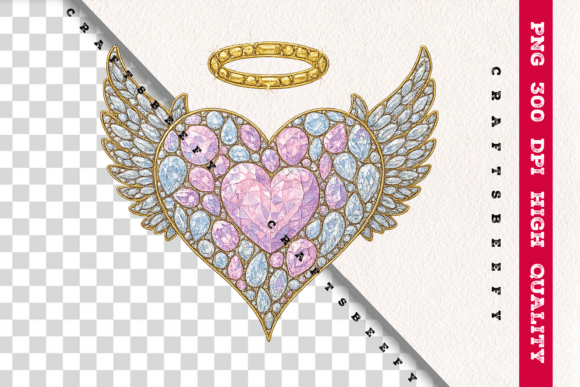 Faux Rhinestone Angel Heart PNG: A Heavenly Addition to Digital Art