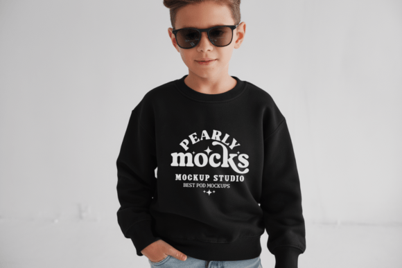 Gildan 18000B Kids Crewneck Mockup 45