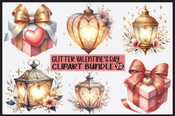 Glitter Valentine’s Day Clipart: Sparkle Up Your Creative Projects