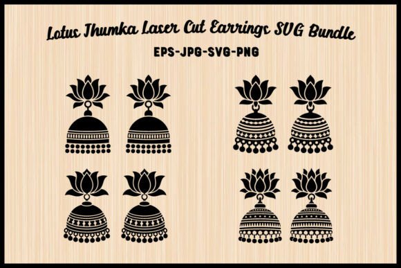 Lotus Jhumka Laser Cut Earrings SVG