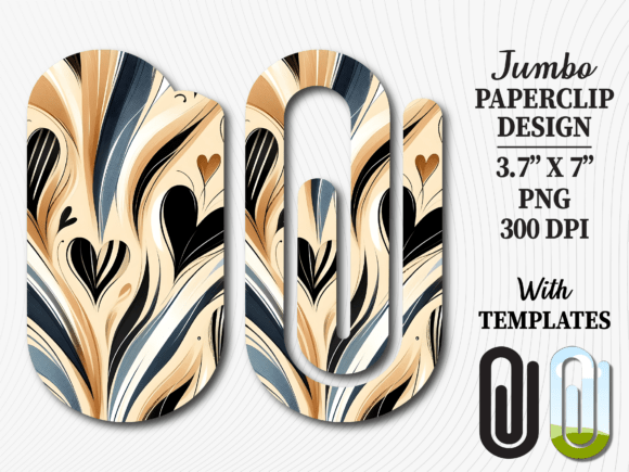 Marble Heart Art Jumbo Paperclip Design