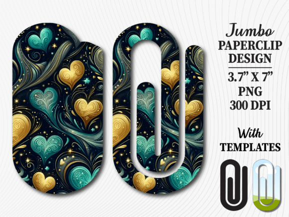 Teal Gold Heart Jumbo Paperclip Design: A Creative and Practical Addition to Your Projects
