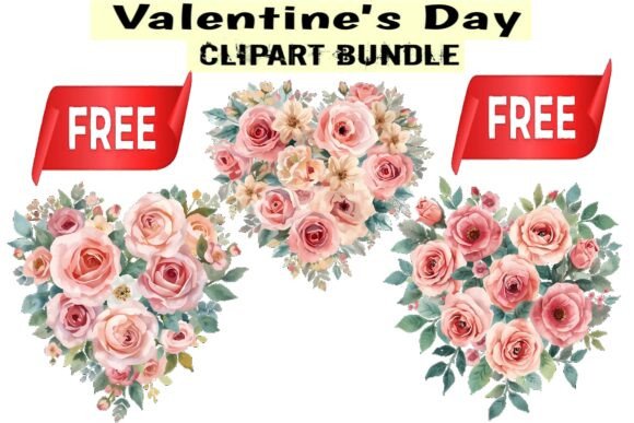 Valentine’s Day Floral Clipart Bundle