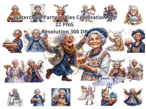 Watercolor Party Ladies Celebration Set: A Versatile Design for Every Occasion