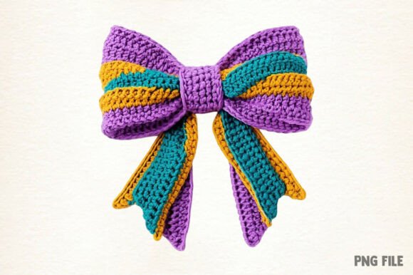 Yarn Crochet Mardi Gras Coquette PNG